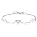 925 Sterling Silver Rhodium Plated Heart Charms Bracelet Jewelry for Women