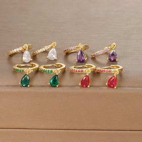 Diamond Hoop Earrings 18K Gold Plated Hypoallergenic Cz Hoop Huggie Earrings for Ladies