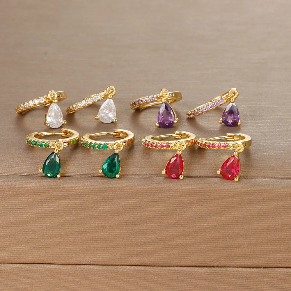 Diamond Hoop Earrings 18K Gold Plated Hypoallergenic Cz Hoop Huggie Earrings for Ladies