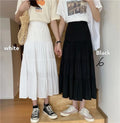 10%OFF Summer Women Chiffon Skirts Vintage High Waist Elastic Patchwork Black Chic Long Cake A-line Skirt for Student