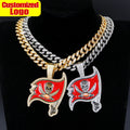 Promotion Custom New Fashion Team Logo Tampas Pirates Pendant Necklace with Iced Out Cuban Chain Hiphop for Men's