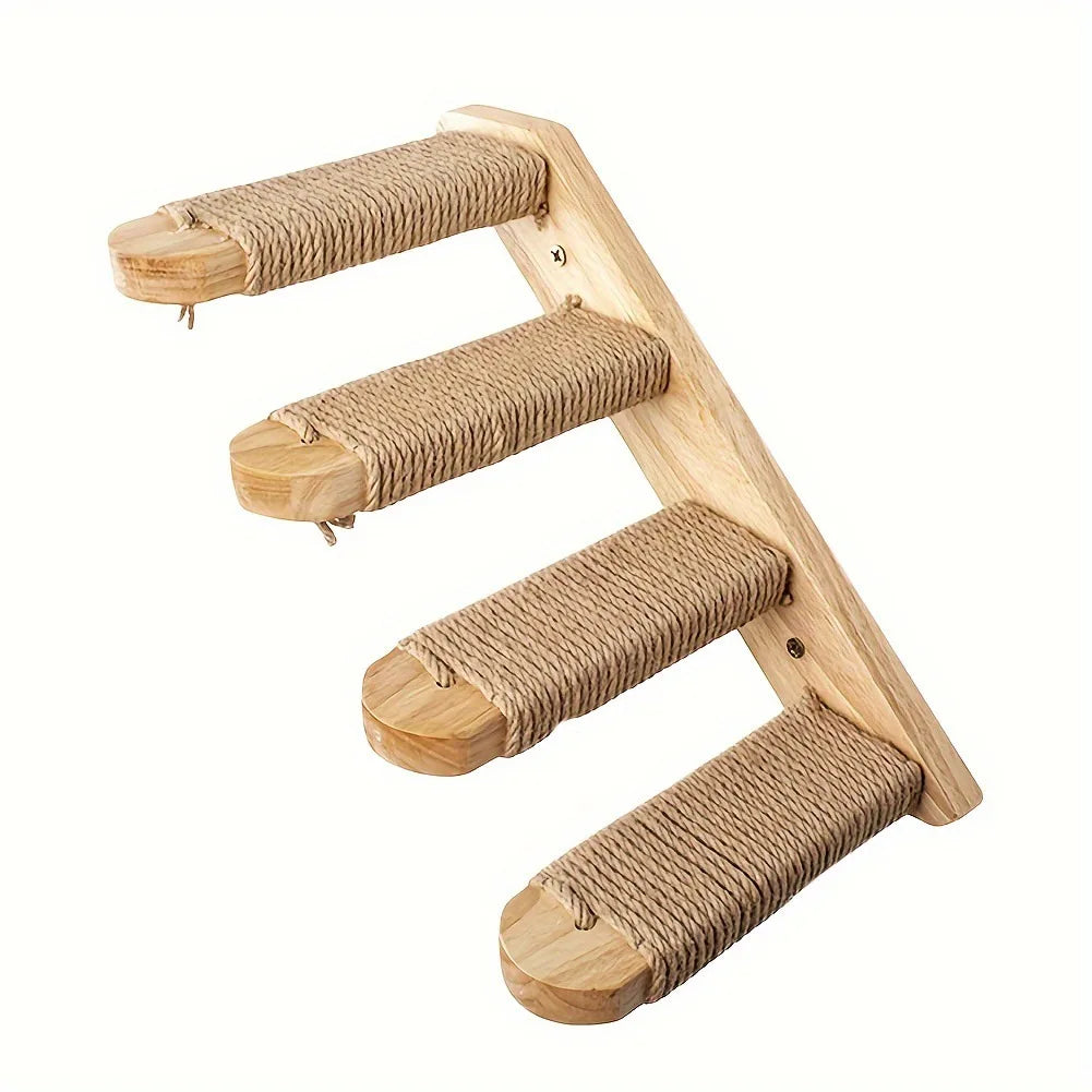 Modern Large New Wooden Cat Climbing Ladder Wall-Hung Multi-Layer Cat Climbing Rack Sisal Rope Wood Board Stair Toy Supplies