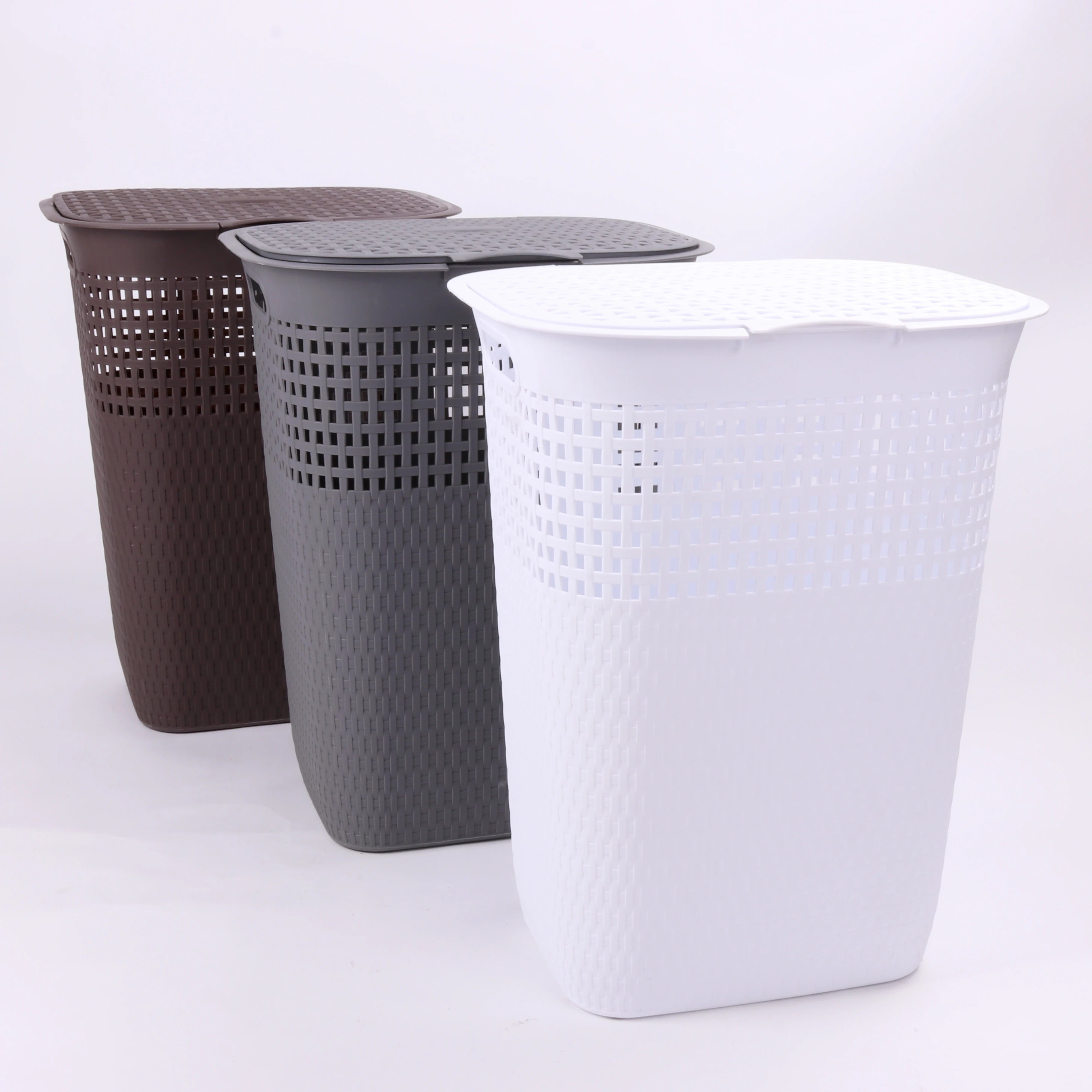 Hot Selling High Quality PP Rattan Laundry Basket 55L-60L Capacity Stackable Storage Customizable Colors Logo Chengqu Brand Home