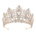 New Big Size Handmade Bridal Crown Tiara for Wedding Anniversary Prom Beauty Pageant Fashion Show Gold Plated Crystal Rhinestone