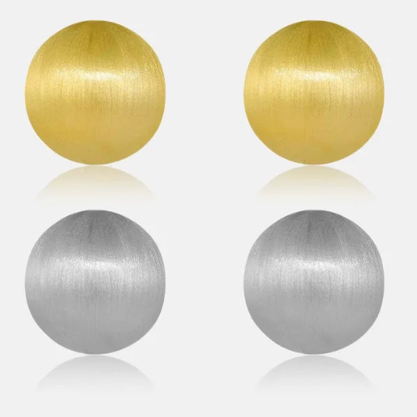 FUAMAY Fashion 925 Sterling Silver Frosted Earrings 18K Gold Plated Plain Ball Spherical Small Hoop Earrings