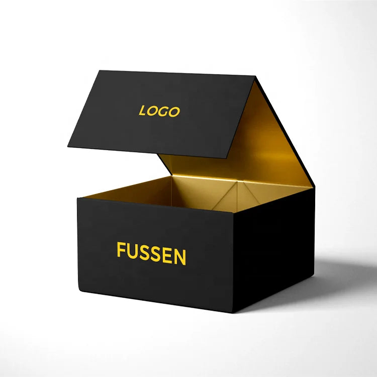 Custom Gold Lining Luxury Gift Box From China Magnetic Box with UV Coating Matt Lamination Embossing for Logo Printing