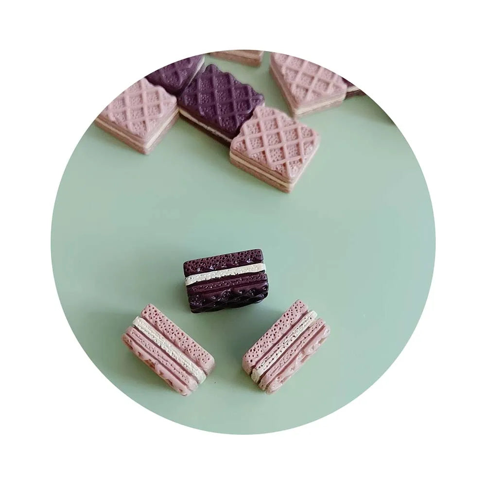 100pcs Mini Waffle   Miniature Chocolate Cookie Resin Cabochon Scrapbooking Craft DIY Phone Decor Hair Bows Center Accessories