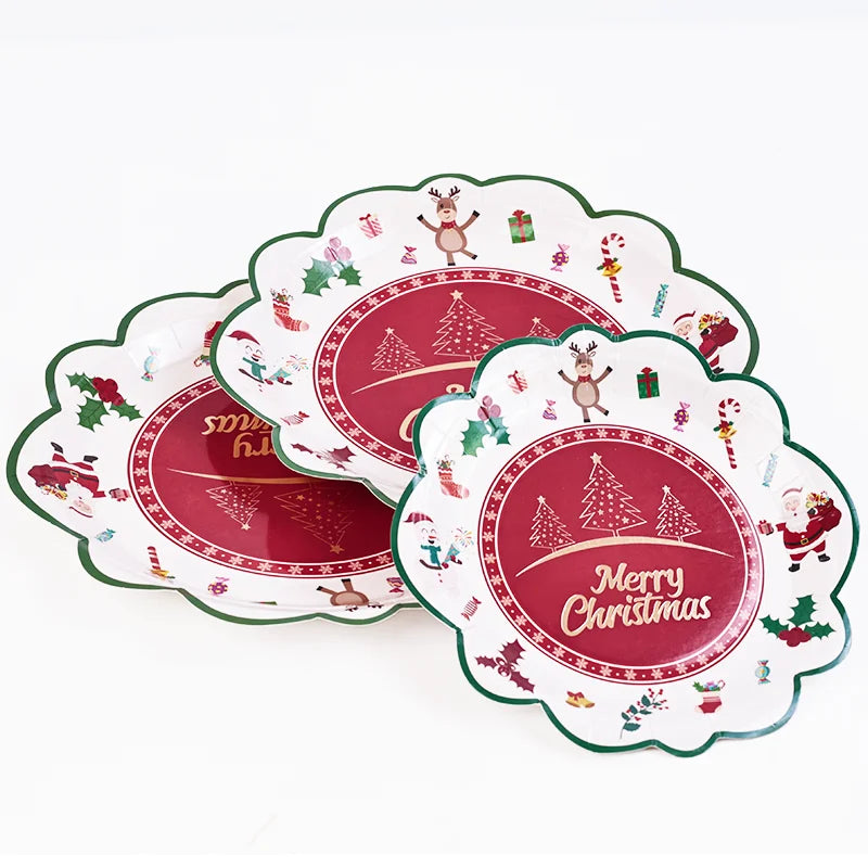 Custom Christmas Disposable Paper Plates Wholesale Party Supplies Accessories Disposable Tableware Plates