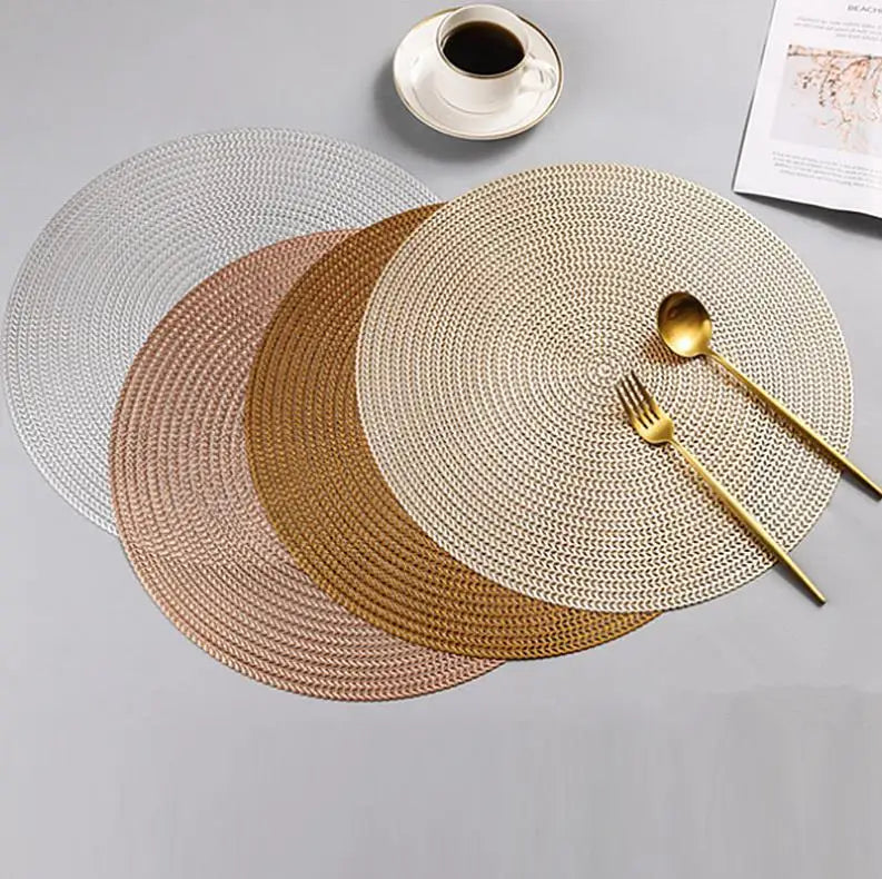 Nordic Round Hollow Woven PVC Dining Mat Western Food Mats Non-slip Heat-insulation Table Dinner Placemat