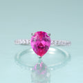 KH067 Abiding Jewelry Manufacturer Pear 7x9mm Lab Pink Sapphire Gemstone 925 Sterling Silver Engagement Custom Women Rings