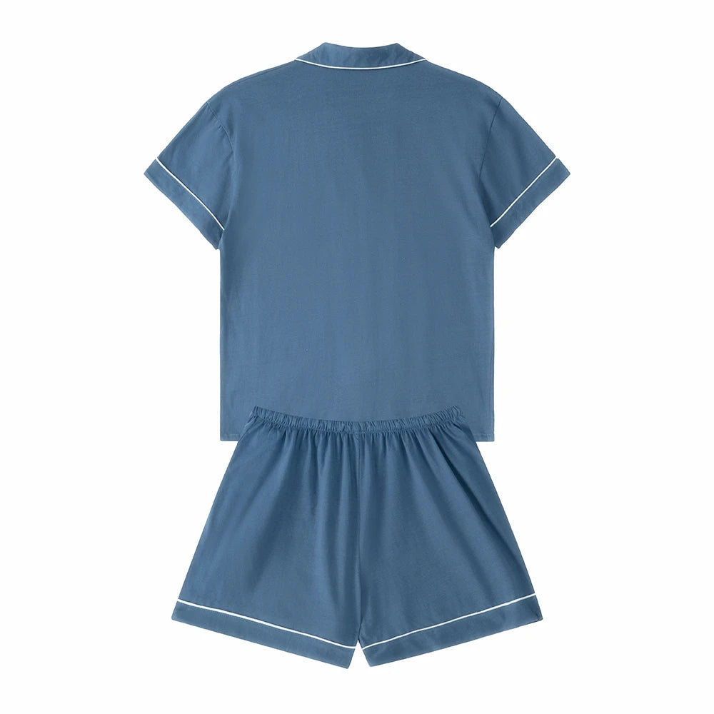 FUNG 6056 Wholesale Women's 2-Piece Thermal Knitted Summer Loungewear Pyjama Set 100% Cotton Pajamas