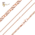 5mm FJ Fallon Fashion Jewelry Solid Snail Link Trace Hammered Chain Plated in Rose Gold Brass Based