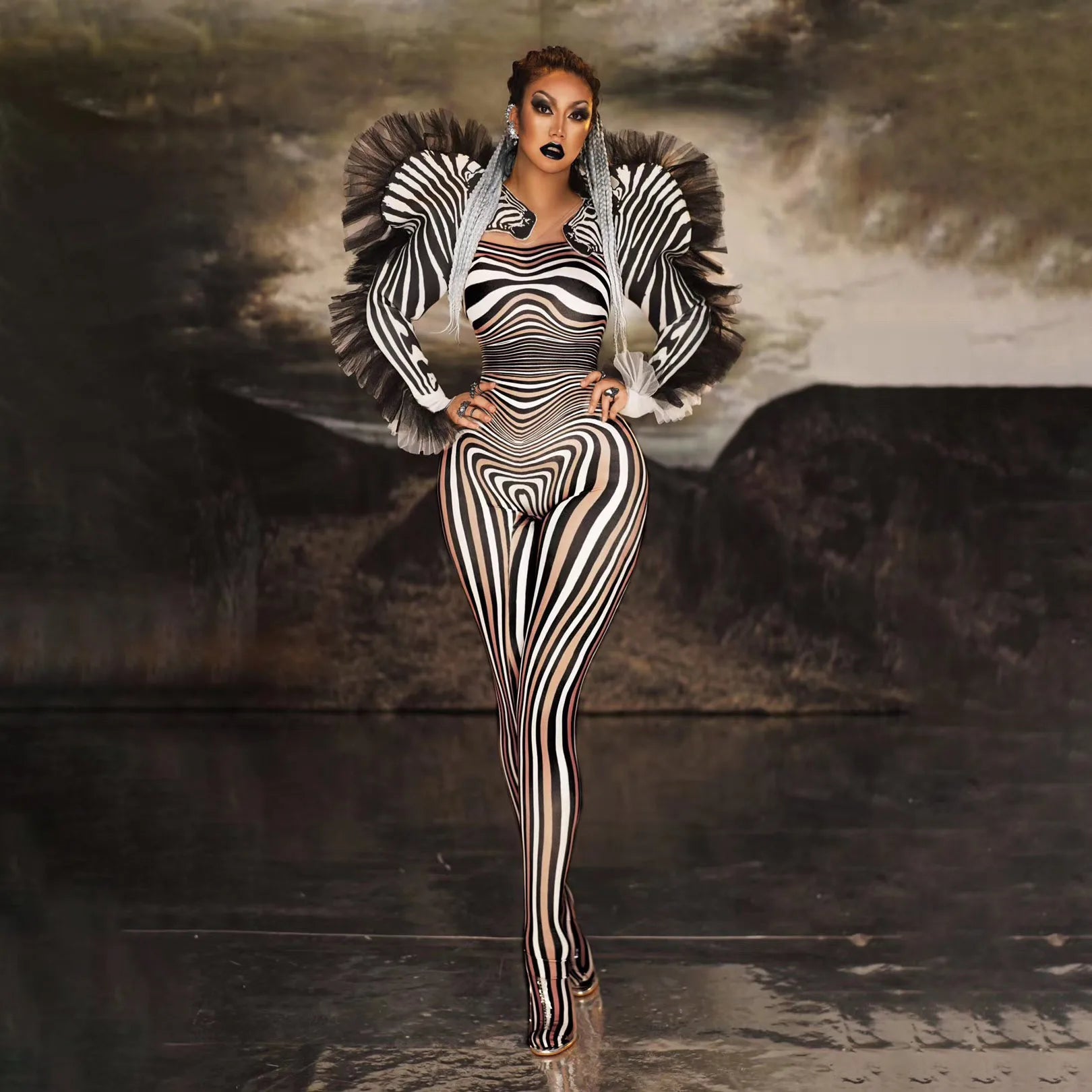 One Piece Jumpsuit Hot Products Unique Zebra Print Stripe Slim and Nontransparent Cosplay Costume for Club
