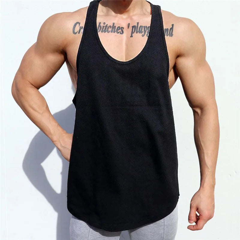 Men's Hip Hop Style Custom Bodybuilding Muscle Workout Gym Athletic Tank Tops 100% Cotton Breathable Knitted Material