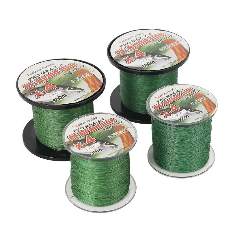 Topline X4 Braided Sea Fishing Line 300M 500M 4 Strands Strong PE Multifilament Durable Cord Line
