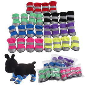 Spring and Summer Soft Breathable Mesh Dog Shoes Safe Reflective Stripe Puppy Rain Shoes Walking Running Waterproof Dog Shoes