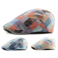 Men Women Plaid Cotton Newsboy Cap Flat Cabbie Hat Adjustable Beret