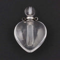 Hongzhuo Clear Quartz Gemstone Silver Plated Heart Shape Perfume Bottle Pendant for Necklaces Healing Crystals Jewelry