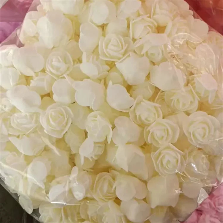Hot Selling G-2074 Wholesale Price 3.5 cm Mini PE Foam Rose Bear Flowers Heads for Decoration