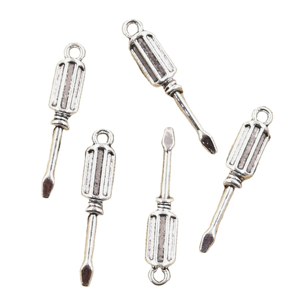 Zinc Alloy Antique Silver Bronze Color Charms Pendant Tools Screwdriver for Jewelry Accessories Making 32x6x4MM
