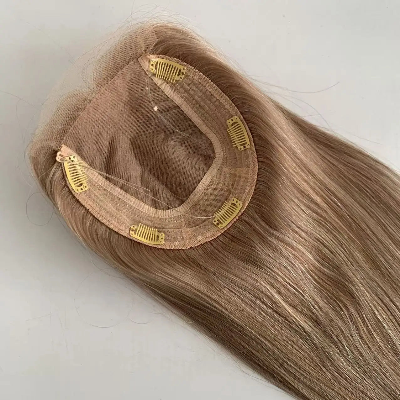 Ready to Ship 7*7 100% European Raw Virgin Human Hair Toppers Human Hair Full Ends Weft Section Topper with Silk Base Topper