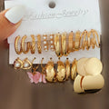 New Trend Gold Plated Butterfly Geometric Pearl Hoop Earrings Set for Women Jewelry Stud Drop Earrings