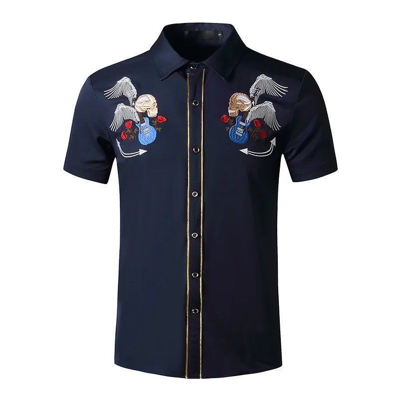 Men's Casual Short Sleeve Embroidered Shirts Source Plus Size Men's Shirts
