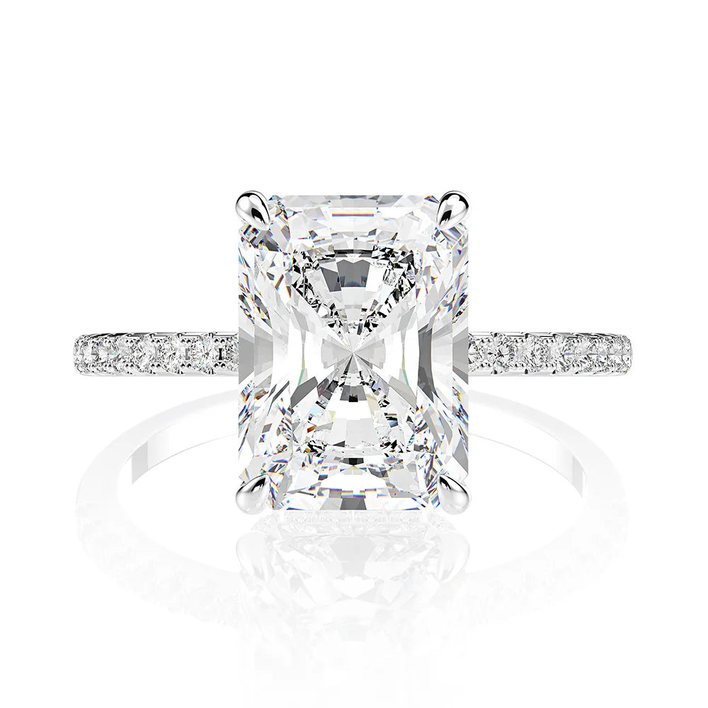 Hot Sale Vintage Brilliant Cut 4ct 8*11mm Cz Diamond 925 Silver Wedding Ring
