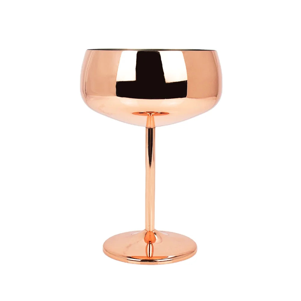 400ml Luxury CLASSIC Stainless Steel Wine Glasses with Metal Stem Cocktail Use Red Wine Champagne Goblets Wedding Parties CN;GUA