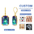 Jewelry Wholesale Designer Geometric Square Joyas Mujer Peridot 925 Silver Women Long Earrings 18k