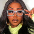 Unique Square Anti-Blue TR90 Glasses Frames Women Men New Personality Spliced Fluorescent Color Party Vintage Unisex Eyeglasses
