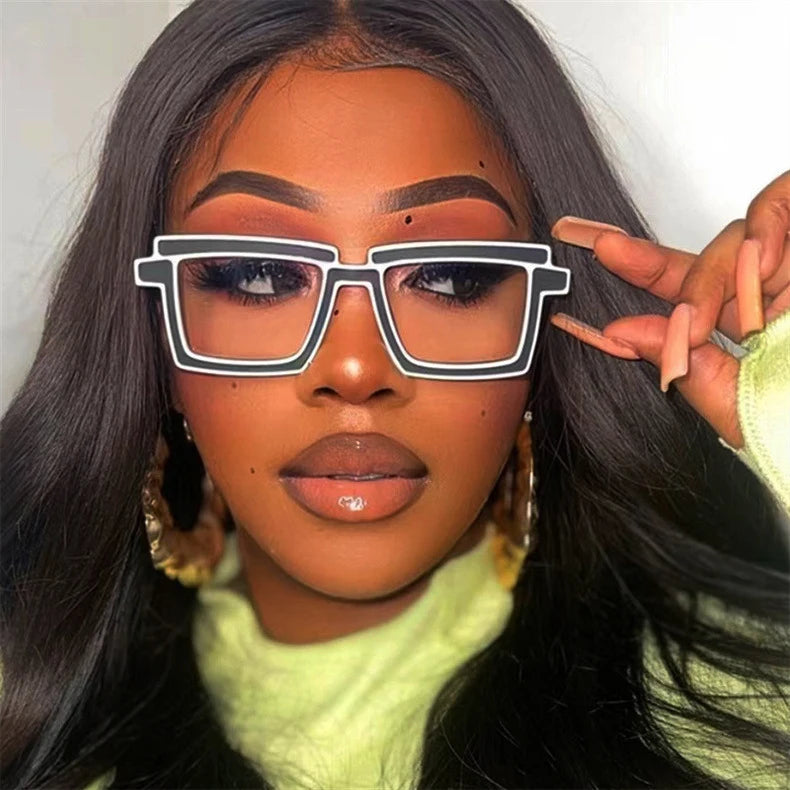 Unique Square Anti-Blue TR90 Glasses Frames Women Men New Personality Spliced Fluorescent Color Party Vintage Unisex Eyeglasses