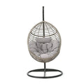 Modern Comfortable Outdoor Aluminum Wicker Single Swing Chair with Cushion Garden Fold-able Rattan Egg Swing Chair with Stand
