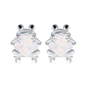 Hot Sale Animal Jewelry Gifts Women Girls 925 Sterling Silver Opal Cubic Zircon Earrings Frog Stud Earrings