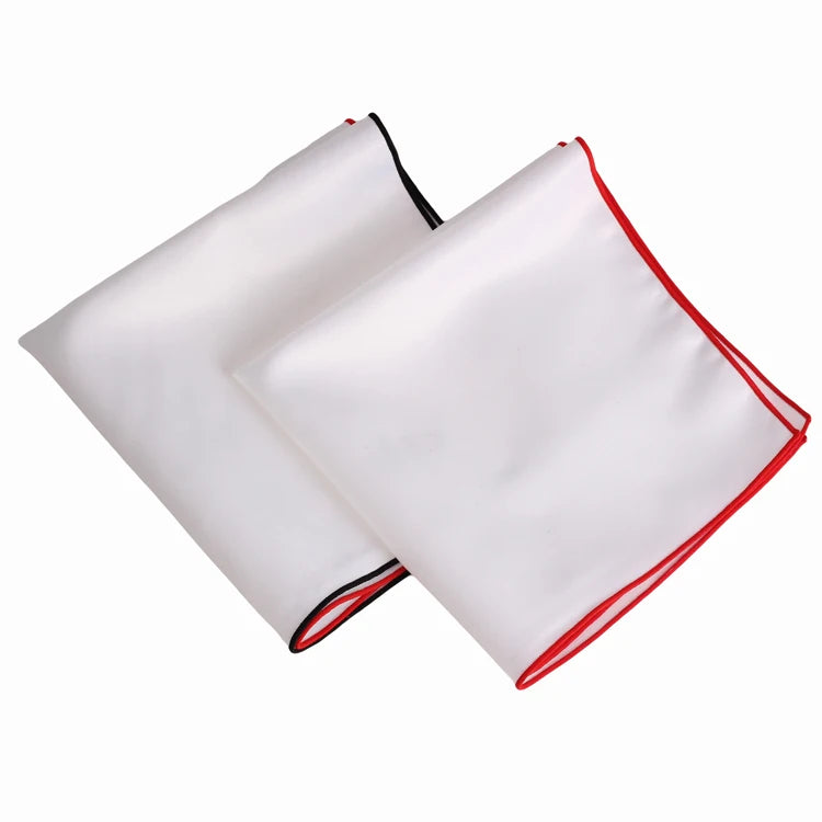 Custom White Handkerchief With Special Rolled Polyester Manufacture Suit Accessories 100% Polyester Pocket Square