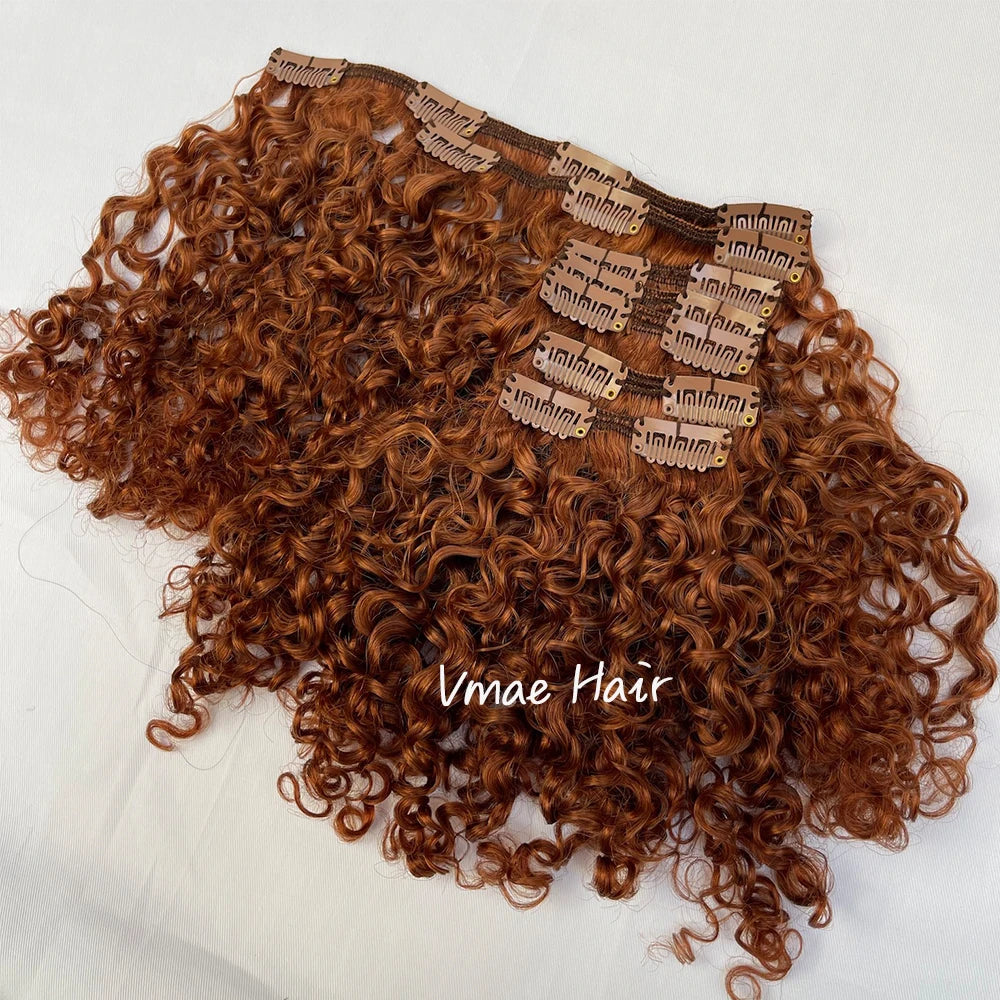 VMAE Wholesale Clip-In Extensions Russian Raw Cuticle Aligned 100% Human Blonde Afro Deep Kinky Curly Virgin Hair Clip Ins