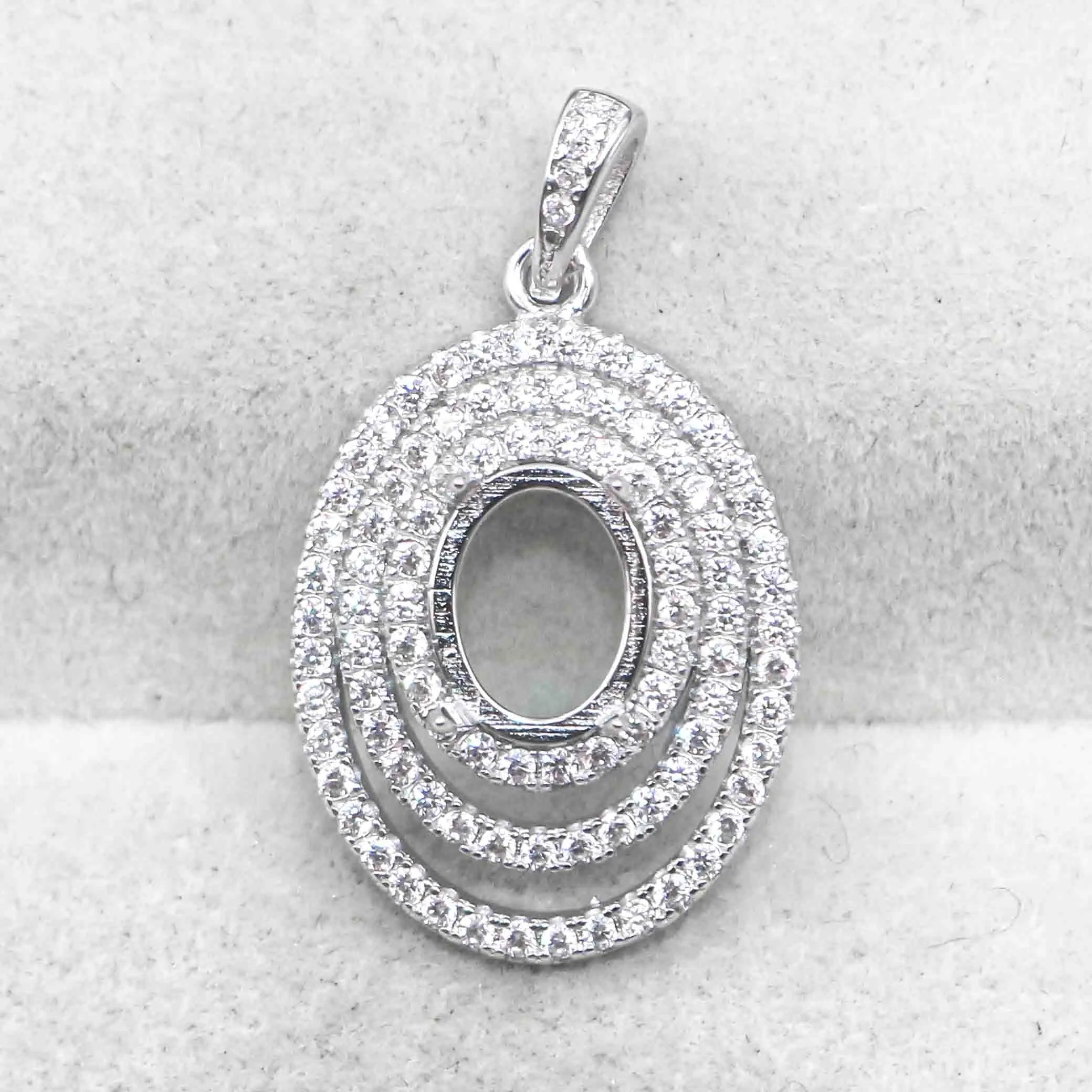 Sterling Silver 7*9mm Semi Mount Pendant Empty Frame Blank Support Setting S925 Base Holder Without Center Stone for DIY Inlay