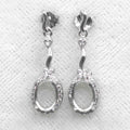 Sterling Silver 6*8mm Semi Mount Stud Eardrops Empty Frame Support Blank Setting S925 Base Without Center Stone DIY for Inlay