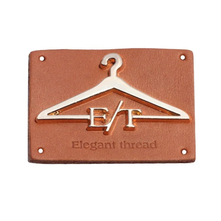 Custom Cheap Brown Leather Patches Jeans Metal Embossed Logo Private Pu Label Tags Design for Hats Accessory