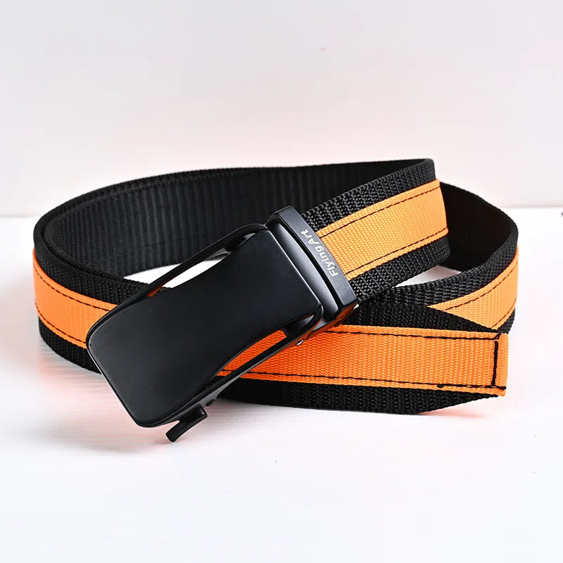 Nylon Automatic Buckle Business Belt for Men Youth Versatile Thick Casual Denim Canvas Pants Belt Woven Patchwork