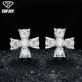 New Design Sparkling 925 Sterling Silver Flower Jewelry VVS D Moissanite Earrings Hip Hop Four Leaf Stud Earrings for Wedding