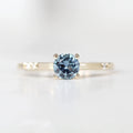 Hot Selling Accents Jewelry Dainty Claw Setting Asymmetrical Cz Round Aquamarine Engagement Ring Wedding Rings S925 Gold Plated