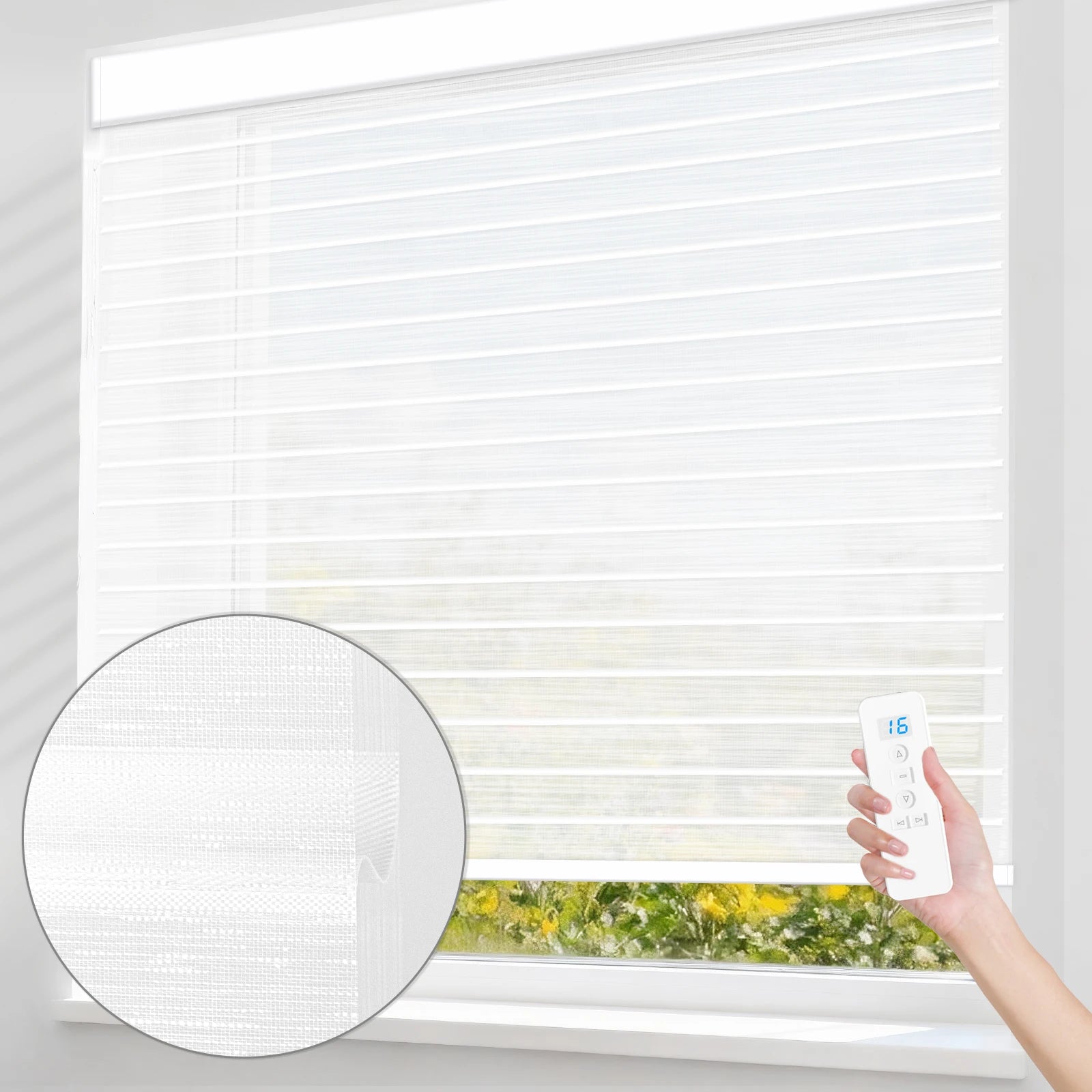 No Drill Modern Wireless Smart Home Decoration Rechargeable Battery Motorized Roller Shades Shangri-La Blinds for Window