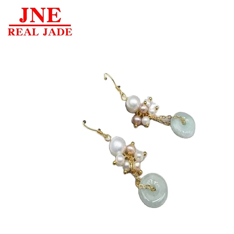 2021 New Safe Buckle Hetian Jade Ear Hook Freshwater Pearl Earrings