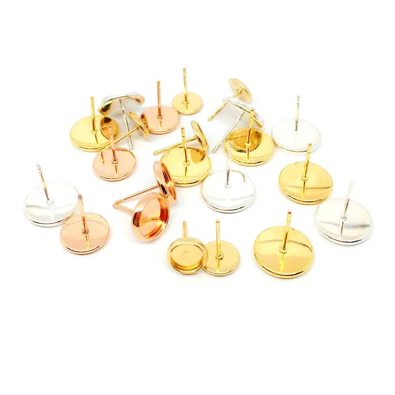 6mm-20mm High Quality Stainless Steel Round Disc Ear Stud Base Settings Earring for Gemstone Earring Jewelry Making Wholesale