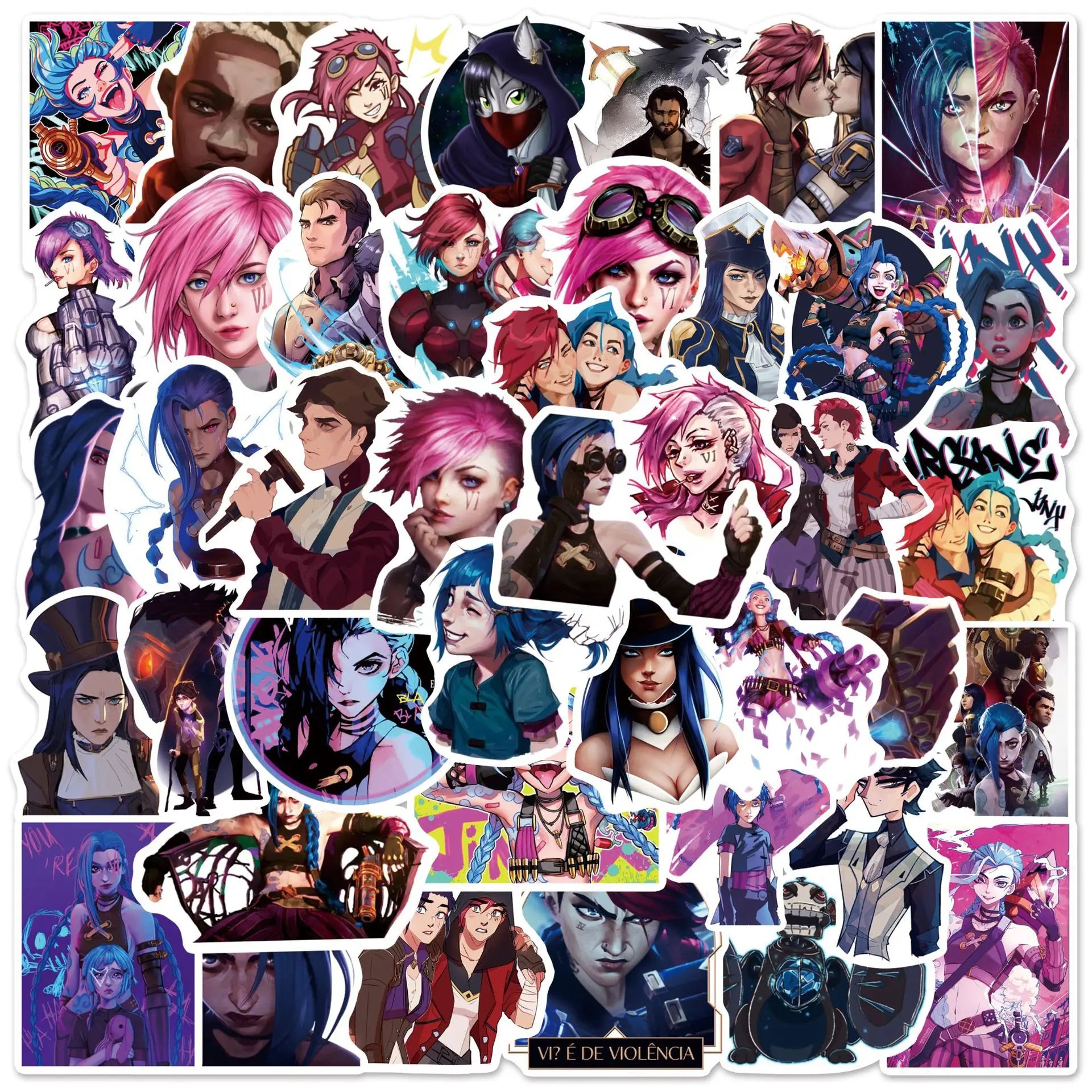 50Pcs LOL Arcane RiotGames Decorative Stickers for Girl Kids Suitcase Laptop Bike Guitar Scrapbook Skateboard Vinyl PVC Decals