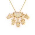 QIKU Fashion 5 Boys and Girls Heart Shape Pendant Necklace Gold Color Crystal Paved Copper Zircon Neck Chain Jewelry Wholesale