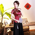 Traditional Chinese Mandarin Collar Women's Vintage Tang Coat Casual Short-Sleeved T-Shirt Button Summer Tops Dragon Phoenix