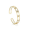 Adjustable C-Shape Name Bracelet Simple Hollow Crystal Rhinestone Cutting Stainless Steel Rose Gold Plated Fashion Bangle for