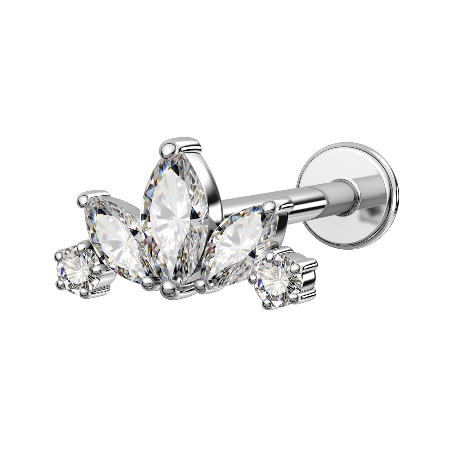 TOPOSH Hot Sale Labret Titanium Body Piercing Jewelry Marquise Crystal Blaze Set Fan 16G Lip Ring Helix Earring Wholesale